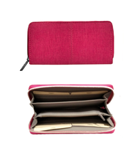 Carica l'immagine nel visualizzatore di Gallery, Portafogli donna in pelle a soffietto con zip InTempo fuxia