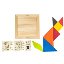 Carica l'immagine nel visualizzatore di Gallery, Cofanetto gioco in legno "Tangram dei Colori"