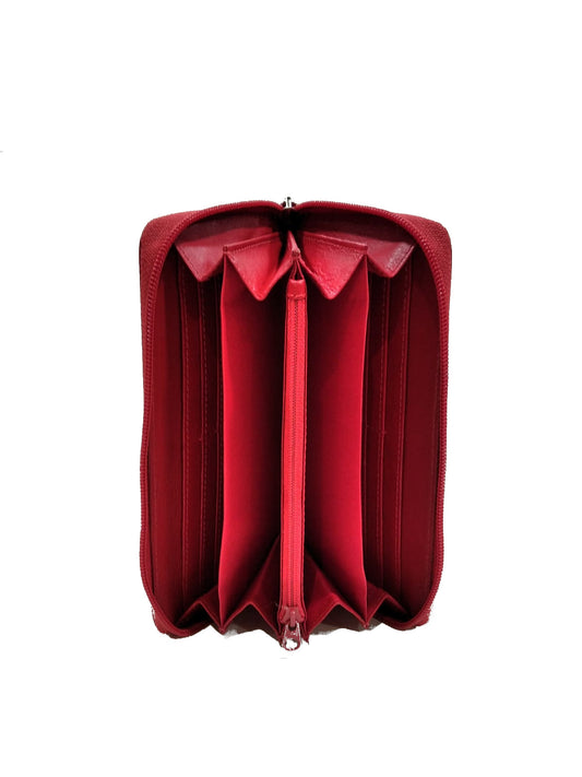 Portafoglio pochette a quattro soffietti portasmartphone in pelle Roland Germain ROSSO INTERNO