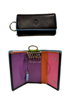 Carica l'immagine nel visualizzatore di Gallery, Portachiavi a libretto in pelle Carraro NERO