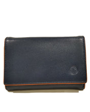 Carica l'immagine nel visualizzatore di Gallery, Portafoglio da donna in pelle con patta Carraro blu