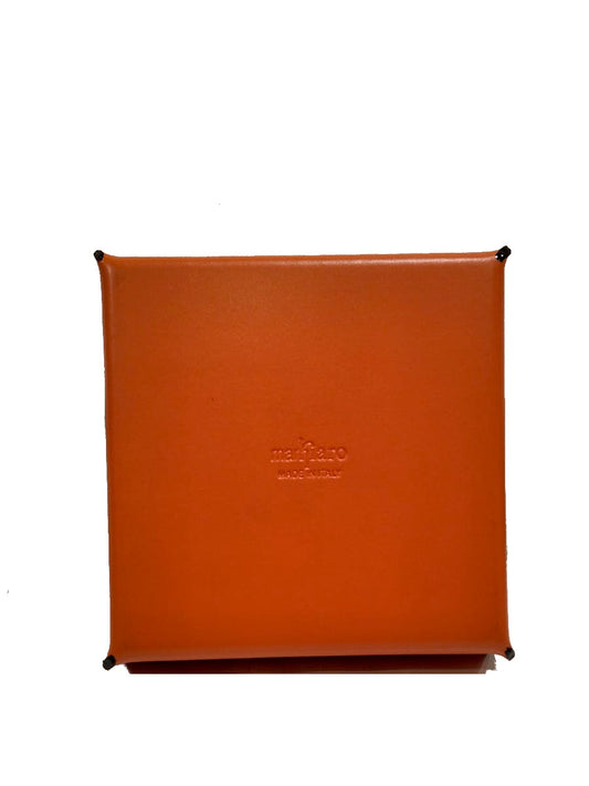 Vuotatasche in pelle bicolore Arancio/Nero Markiaro