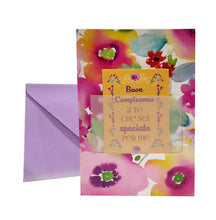 Carica l'immagine nel visualizzatore di Gallery, Cartoncino d'auguri con libretto rimovibile "Buon Compleanno"