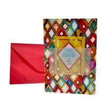 Carica l'immagine nel visualizzatore di Gallery, Cartoncino d'auguri con libretto rimovibile "Buon Compleanno"
