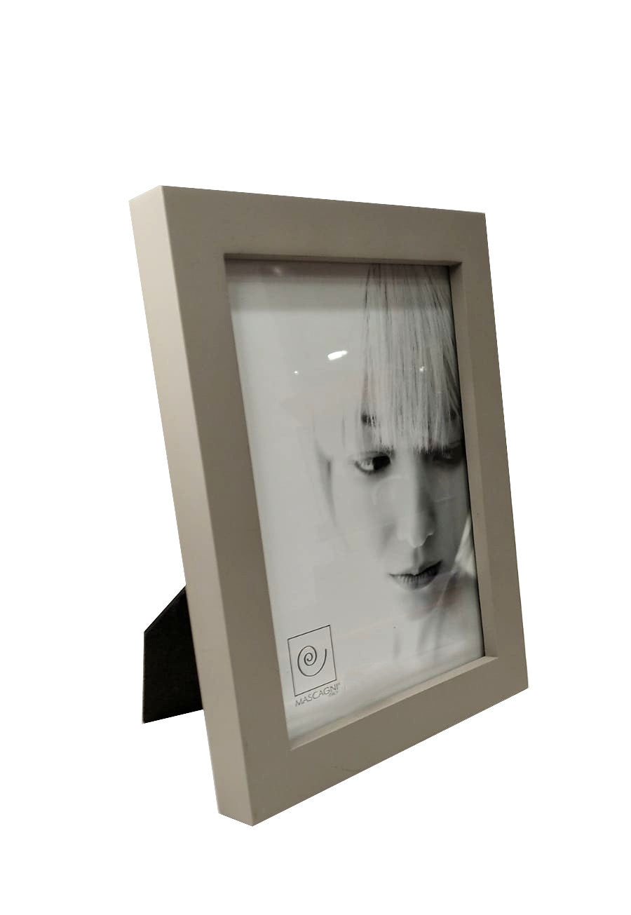Cornice portafoto in legno laccato grigio