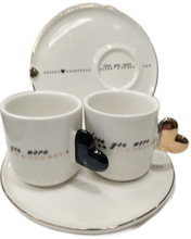 Carica l'immagine nel visualizzatore di Gallery, Set tazzine espresso con piattino "Love You More"