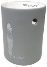 Carica l'immagine nel visualizzatore di Gallery, Brucia essenza in ceramica con piuma "With Love" grigio