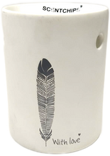 Carica l'immagine nel visualizzatore di Gallery, Brucia essenza in ceramica con piuma "With Love" Scentchips bianco