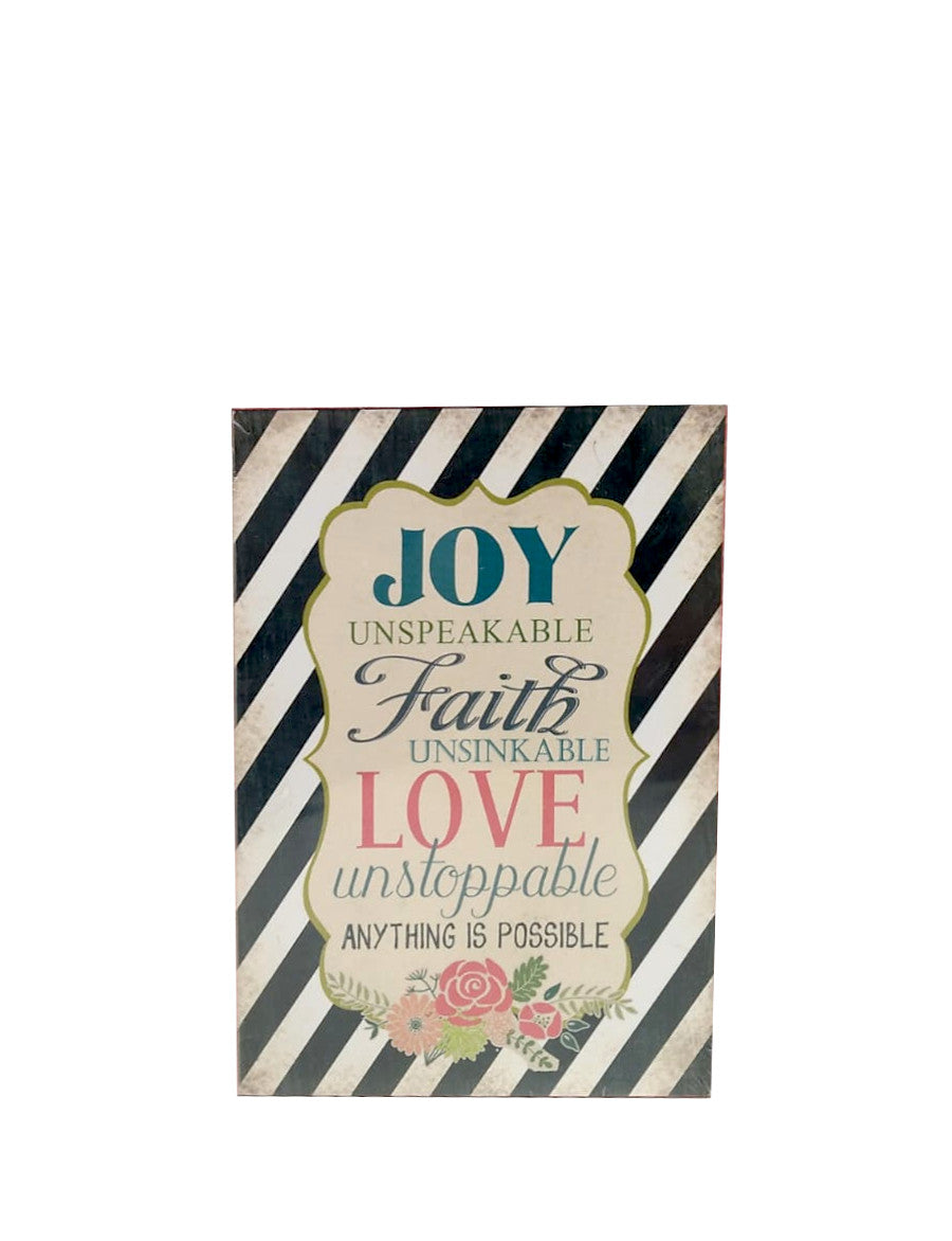 Decorazione da parete "Think Things" Montemaggi Joy Unspeakable Faith unsinkabble Love unstoppable anything is possible