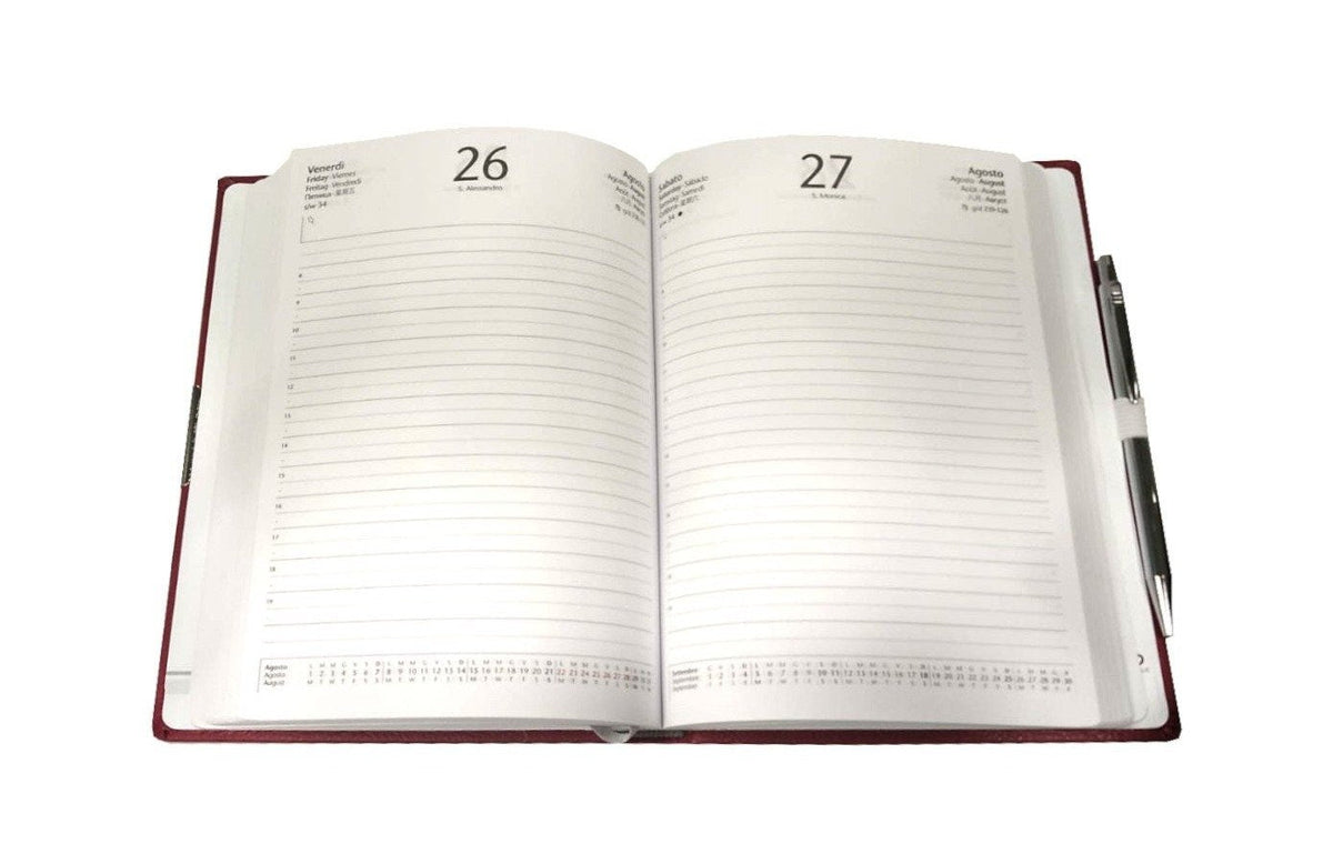 Agenda settimanale verticale refillabile 2024 con copertina in pelle  saffiano 26x19 New Regimental A.G. Spalding & Bros