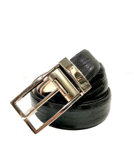 Carica l'immagine nel visualizzatore di Gallery, Cintura in pelle stampa rettile nera Delta Markiaro