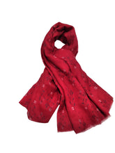 Carica l'immagine nel visualizzatore di Gallery, Sciarpa foulard in misto cotone con motivo florealie Ciampa Vestopazzo rosso