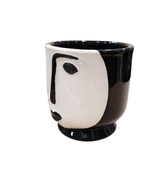 Vaso in ceramica smaltata "Viso Black'n'white"