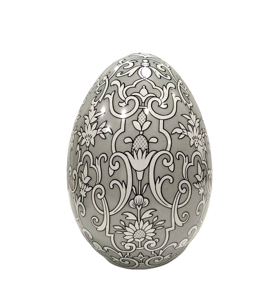 Uovo in ceramica con decoro "Floreale Bianco" Royal Family Sheffield