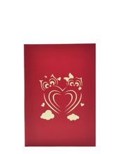 Carica l'immagine nel visualizzatore di Gallery, Cartoncino d'auguri tridimensionale Origamo": "Gufetti Innamorati"