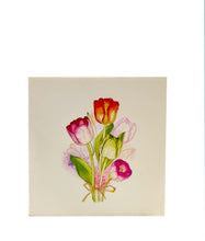 Carica l'immagine nel visualizzatore di Gallery, Cartoncino d'auguri tridimensionale Origamo": "Tulipani Color"