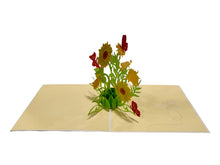 Carica l'immagine nel visualizzatore di Gallery, Cartoncino d'auguri tridimensionale Origamo": "Girasoli Color"