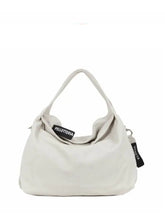 Carica l'immagine nel visualizzatore di Gallery, Borsa a spalla con doppi manici in pelle "Daisy" Pelletteria Veneta ghiaccio