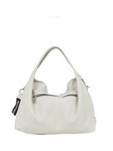 Carica l'immagine nel visualizzatore di Gallery, Borsa a spalla con doppi manici in pelle "Daisy" Pelletteria Veneta ghiaccio