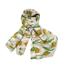Carica l'immagine nel visualizzatore di Gallery, Sciarpa Foulard con tulipani in cotone e poliestere "Ada" Vestopazzo (disponibile in due varianti)