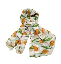 Carica l'immagine nel visualizzatore di Gallery, Sciarpa Foulard con tulipani in cotone e poliestere "Ada" Vestopazzo (disponibile in due varianti)