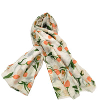 Carica l'immagine nel visualizzatore di Gallery, Sciarpa Foulard a fiori in cotone e poliestere "Ada" Vestopazzo arancio