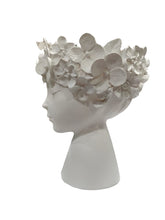 Carica l'immagine nel visualizzatore di Gallery, Vaso in resina opaca bianca "Volto di bimbo Fiorito"