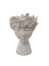 Carica l'immagine nel visualizzatore di Gallery, Vaso in resina opaca bianca "Volto di bimbo Fiorito"