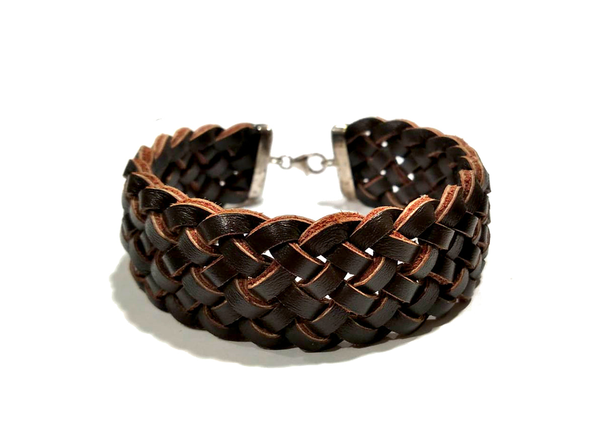 Bracciale da uomo in cuoio intrecciato