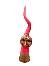 Carica l'immagine nel visualizzatore di Gallery, Corno artigianale in ceramica con maschera asportabile da 38 cm "Arte Napoli"