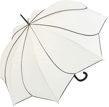 Carica l'immagine nel visualizzatore di Gallery, Ombrello lungo con apertura automatica "Easymatic: Sunflower" Pierre Cardin bianco con bordo nero