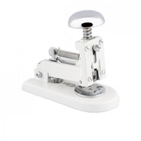 Cucitrice da scrivania in metallo laccato bianco con finiture cromate