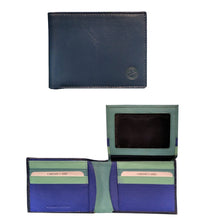 Carica l'immagine nel visualizzatore di Gallery, Portafogli in pelle con volantino portabadge verticale Carraro moro blu