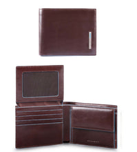 Carica l'immagine nel visualizzatore di Gallery, Portafoglio in pelle con portaspicci e portabadge a ribaltina Bluesquare Piquadro mogano