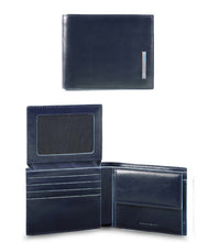 Carica l'immagine nel visualizzatore di Gallery, Portafoglio in pelle con portaspicci e portabadge a ribaltina Bluesquare Piquadro blu