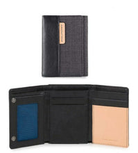 Carica l'immagine nel visualizzatore di Gallery, Portafoglio verticale a libretto in tessuto e pelle Blade Piquadro nero