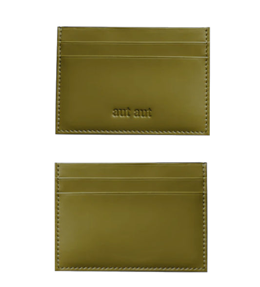 Bustina porta carte di credito in pelle Aut Aut verde oliva