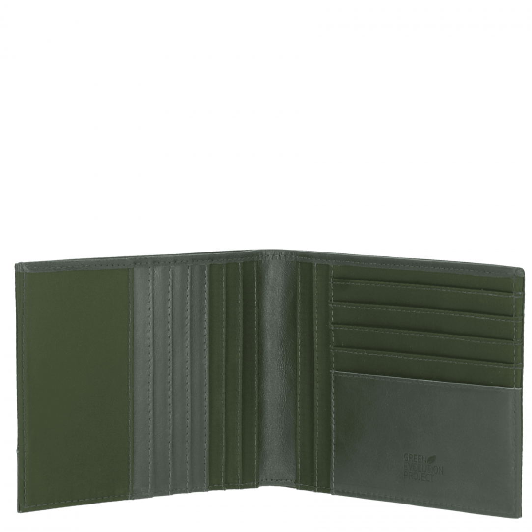 Portafogli da uomo in tessuto tecnico e pelle con 12 slot