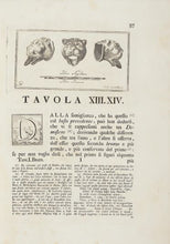 Carica l'immagine nel visualizzatore di Gallery, Incisione d'antiquariato "Antichità di Ercolano Esposte: Elementi fittili a forma di felino"