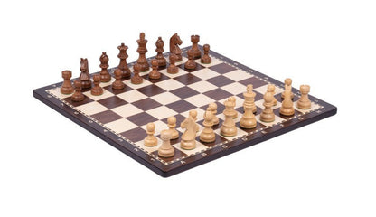Scacchiera con numeri e lettere con scacchi in legno "Classic Palissandro"