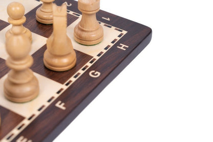 Scacchiera con numeri e lettere con scacchi in legno "Classic Palissandro"