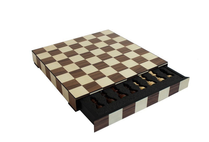 Scacchiera con contenitore con scacchi in legno di acacia "Minimal"