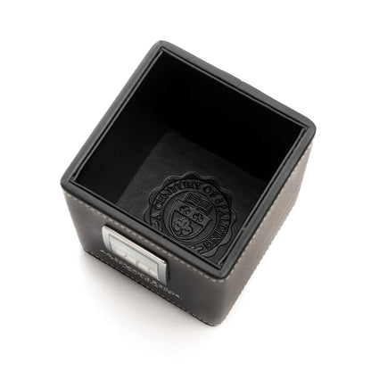 Bicchiere Portapenne in pelle rigenerata con orologio "Black Desk" A.G. Spalding & Bros