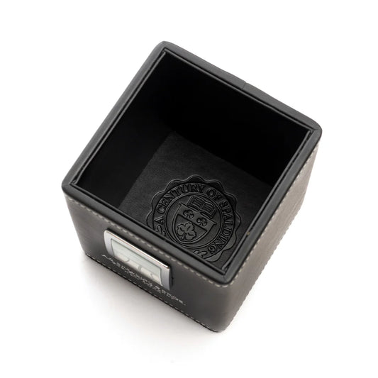 Bicchiere Portapenne in pelle rigenerata con orologio "Black Desk" A.G. Spalding & Bros
