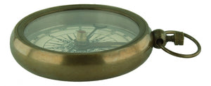 Bussola in ottone anticato con anello e base incisa