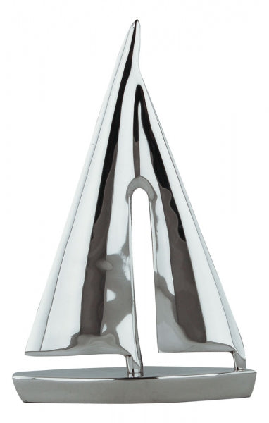Scultura Barca a vela in alluminio lucidato