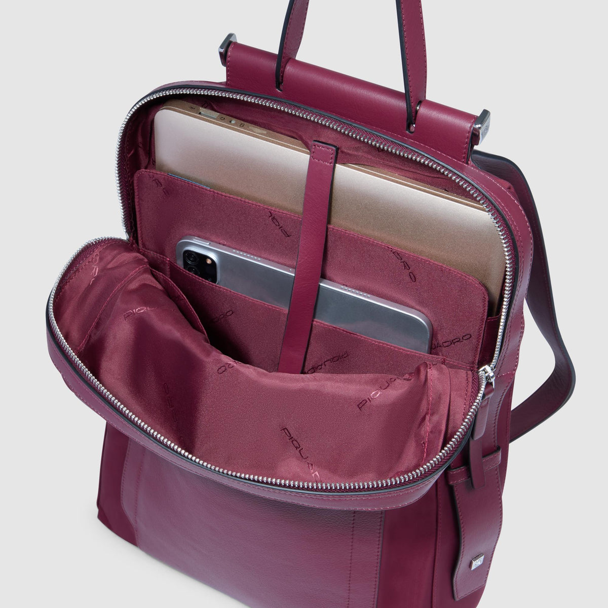 Zaino donna porta pc 14" in tessuto e pelle "Lyra" Piquadro