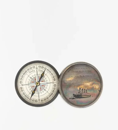Bussola in ottone brunito con coperchio a vite "Titanic" Stanley London