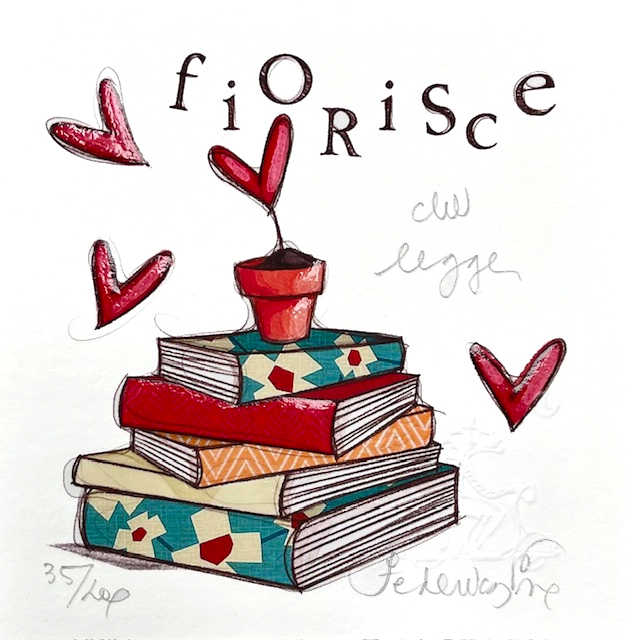 Grafica di Federica Porro: "Fiorisce chi legge"