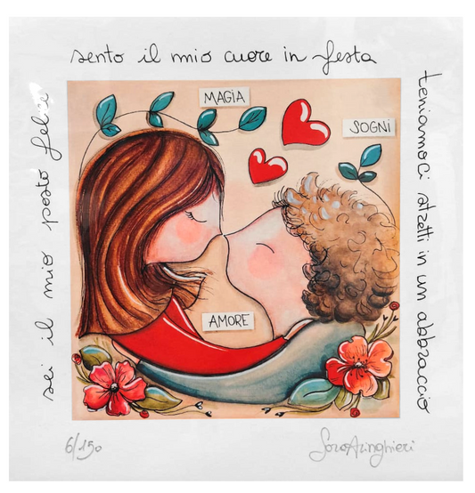 Grafica di Sara Aringhieri "Sento il mio cuore in festa"